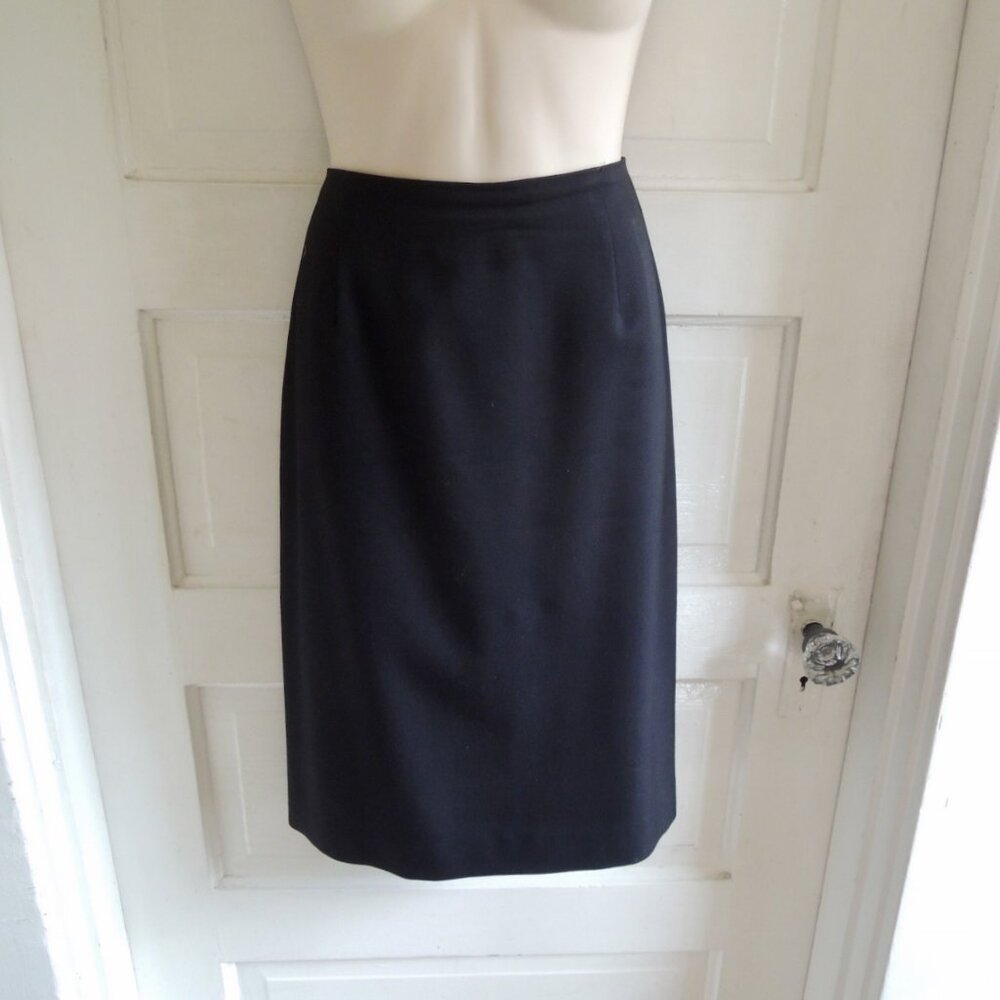 Vintage Galleria Sport Black 100% Wool Academia Pencil Skirt 8 Fits S